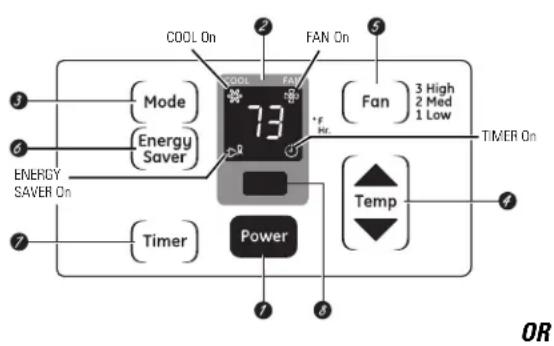 GE AEH06LL - About the controls on the air conditioner—models with touch pads. - 1
