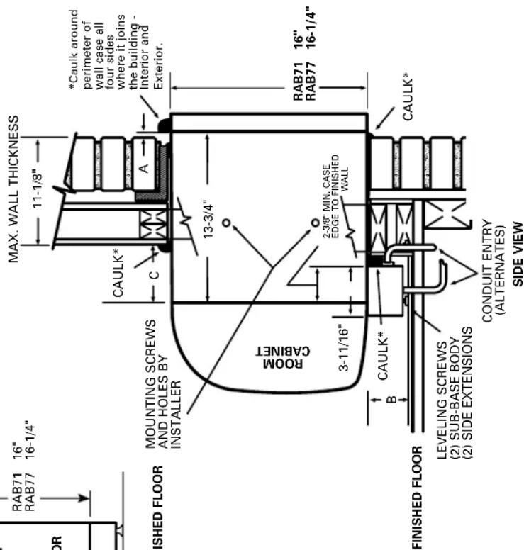 GE AZ55H12DAD - METAL CASE EXTENSION FOR WALLS DEEPER THAN 13-1/8" (11-1/8" WITH SUB-BASE) FIELD FABRICATED - GE RECOMMENDS THE USE OF ONE OF THE DEEPER RAB71 WALL CASES OFFERED AS SPECIAL ORDER ITEMS. SEE PAGE 29. - 8