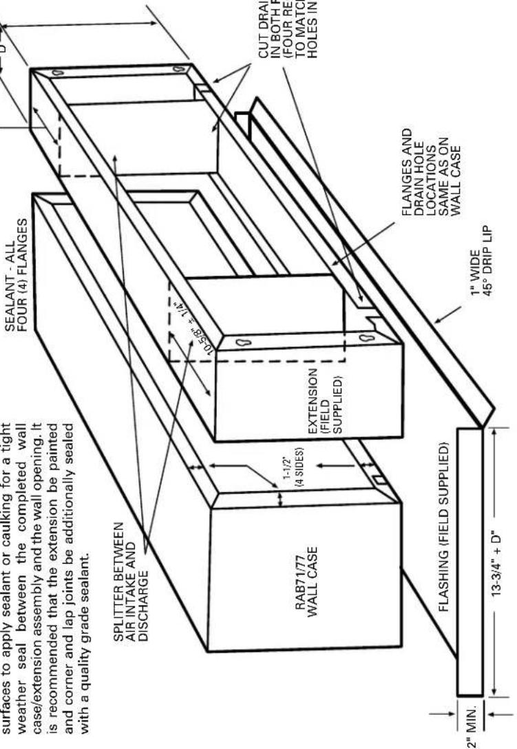 GE AZ25E12E5B - METAL CASE EXTENSION FOR WALLS DEEPER THAN 13-1/8" (11-1/8" WITH SUB-BASE) FIELD FABRICATED - GE RECOMMENDS THE USE OF ONE OF THE DEEPER RAB71 WALL CASES OFFERED AS SPECIAL ORDER ITEMS. SEE PAGE 29. - 3