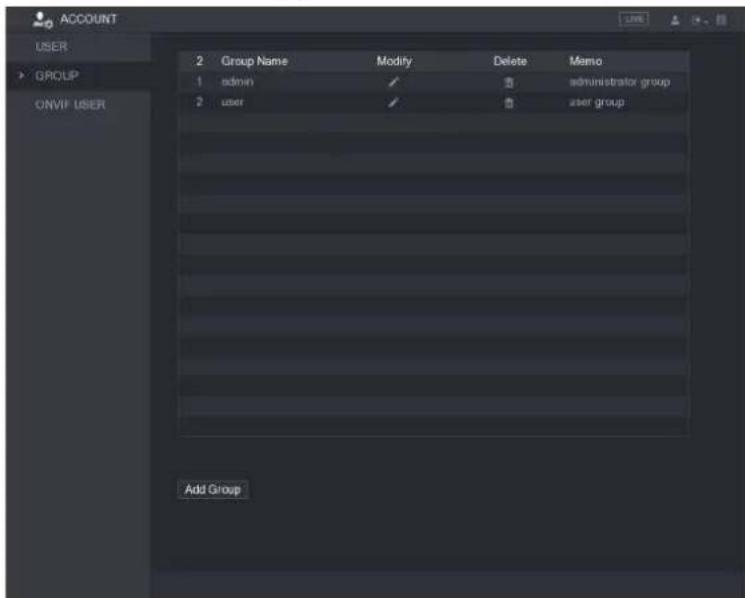 UNIDEN GXVR55840 - Step 1 Select Main Menu > ACCOUNT > GROUP. - 1