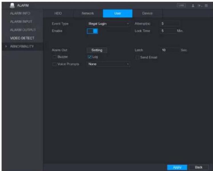 UNIDEN GXVR55840 - Configuring User Event Settings - 1