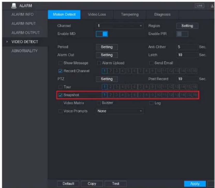 UNIDEN GXVR55840 - Configuring Event Triggered Snapshot - 2