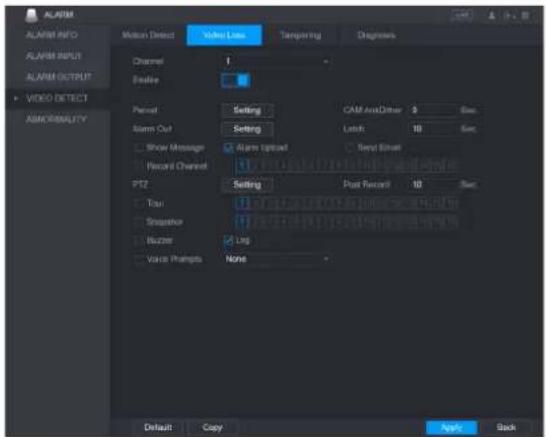 UNIDEN GXVR55840 - Configuring Video Loss Settings - 1