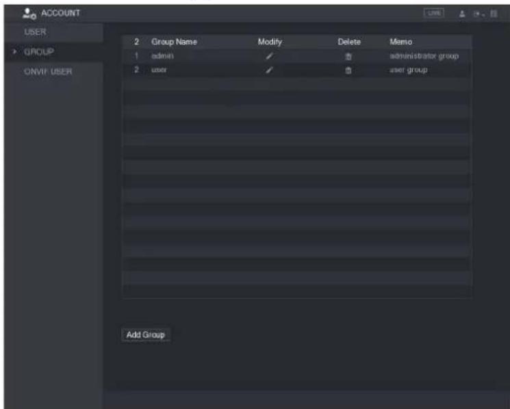 UNIDEN GXVR55840 - Step 1 Select Main Menu > ACCOUNT > GROUP. - 1