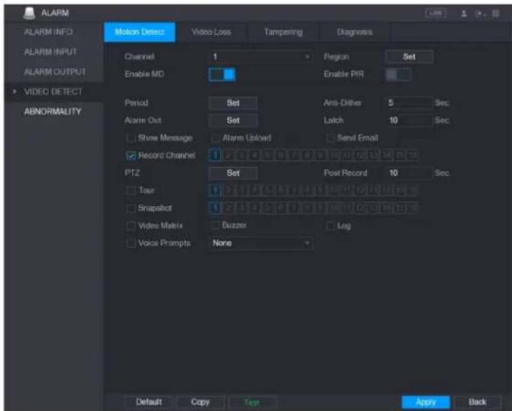 UNIDEN GXVR55840 - Configuring Motion Detect Settings - 1