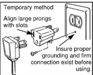 GE TBT14SABAA - Use of Adapter Plug (on some models) Use of Extension Cords - 1