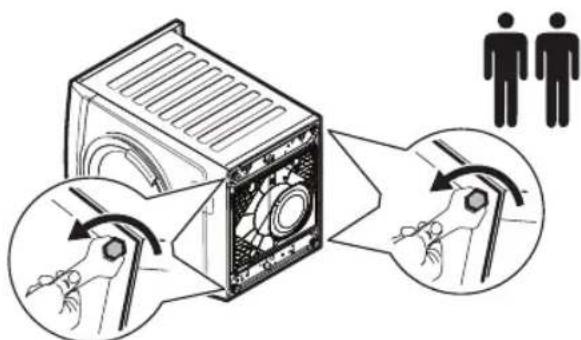 Diagram illustrating a device's internal structure and human-to-human interaction, showing hand positioning and tool movement.