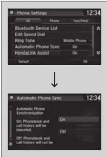 Honda Clarity Fuel Cell (2017) - Automatic Import of Cellular Phonebook and Call History - 2