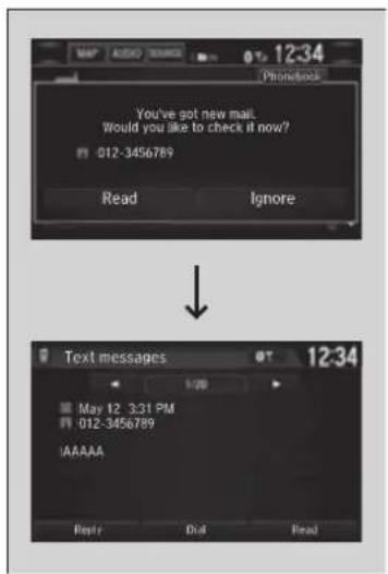 Honda Clarity Fuel Cell (2017) - Receiving a Text/E-mail Message - 1