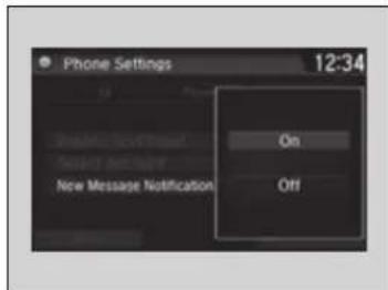 Honda Clarity Fuel Cell (2017) - To Set Up Text/E-mail Message Options - 2