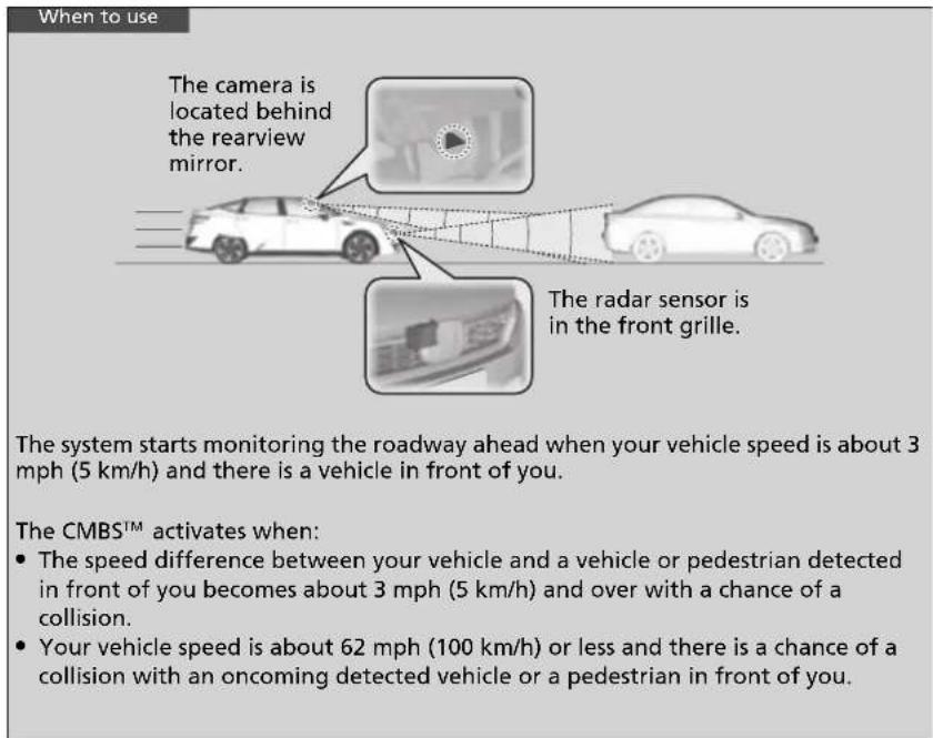 Honda Clarity Fuel Cell (2017) - Collision Mitigation Braking System™ (CMBS™) - 1