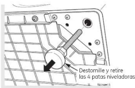 GE DCVH680GJMR - Retire las patas niveladoras de la secadora - 1
