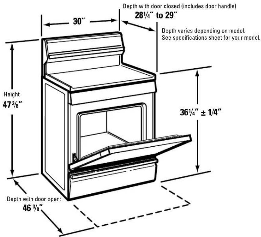 GE JGBP35DEHBB - DIMENSIONS AND CLEARANCES - 2