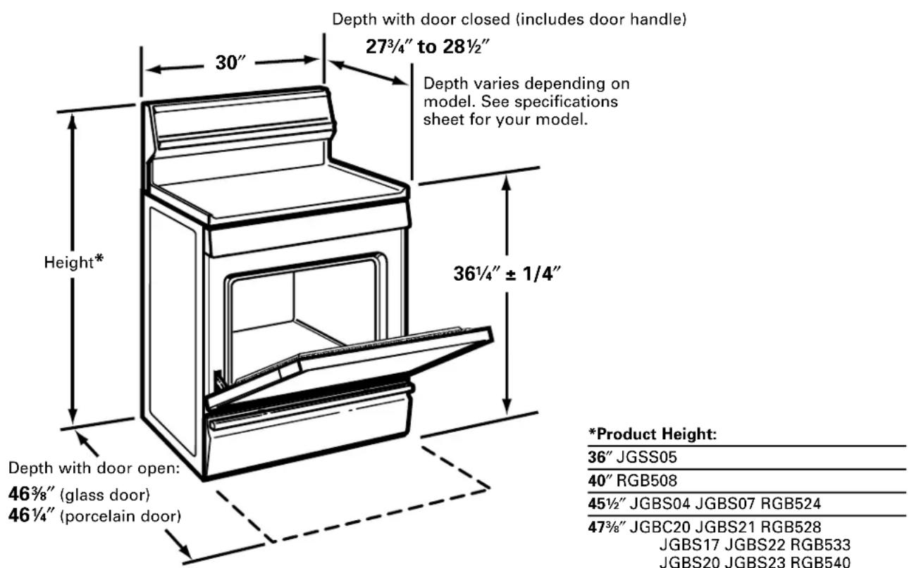 GE JGBS22BEAAD - DIMENSIONS AND CLEARANCES - 2
