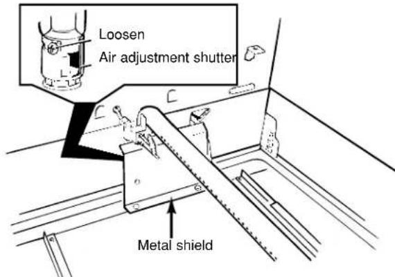 Loosen Air adjustment shutter Metal shield