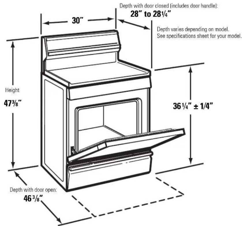 GE JGBP33DEMWW - DIMENSIONS AND CLEARANCES - 3