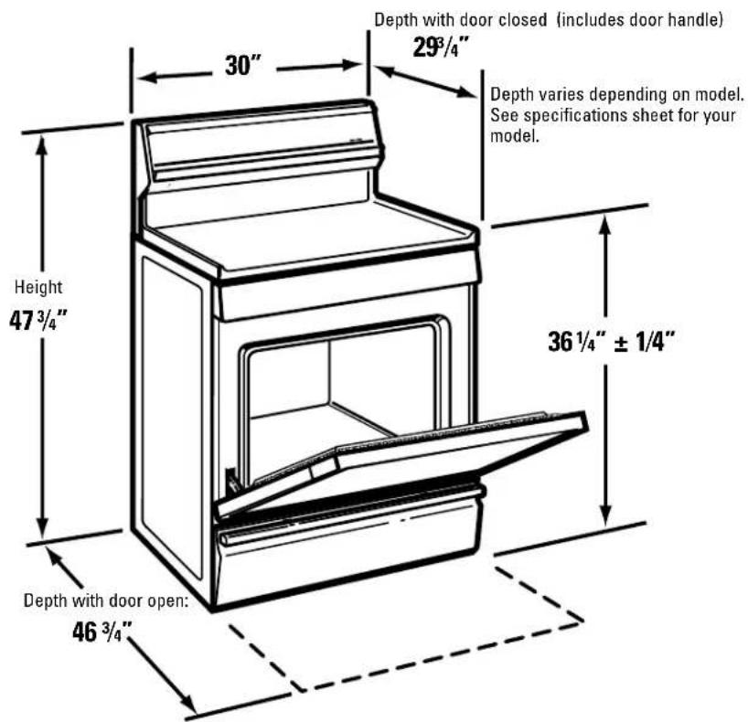 GE Profile JGB902WEHWW - DIMENSIONS AND CLEARANCES - 2
