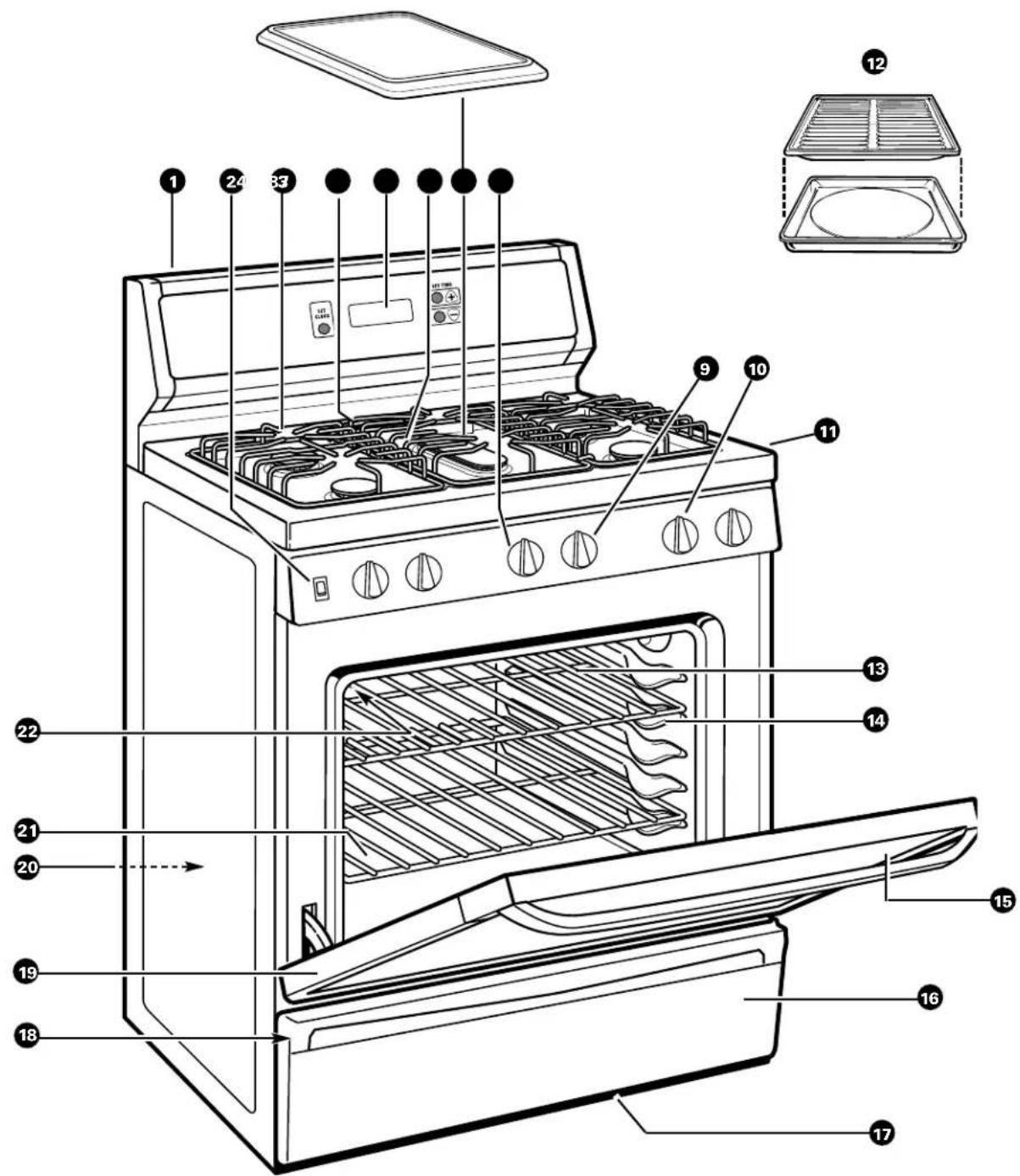 GE JGBS10BEFBB - CARACTERÍSTICAS DE LA ESTUFA - 1