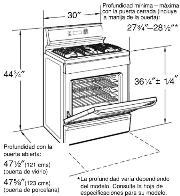GE JGBS10BEFBB - DIMENSIONES Y ESPACIOS - 1