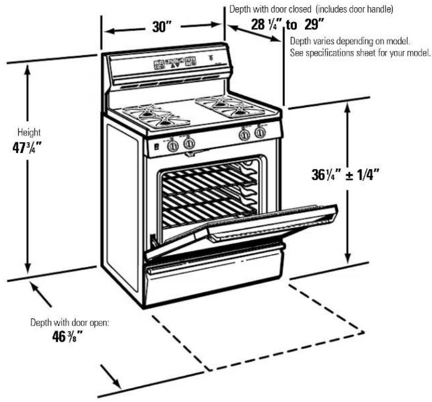 GE Profile JGBP79MEFBC - DIMENSIONS AND CLEARANCES - 1