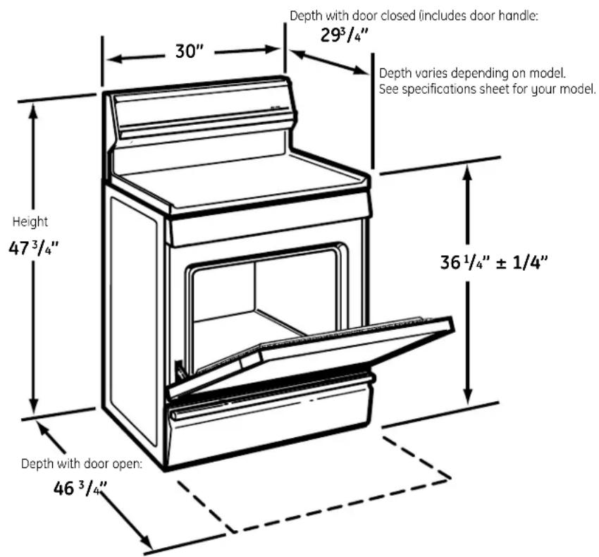 GE JGB500DEPBB - DIMENSIONS AND CLEARANCES - 2