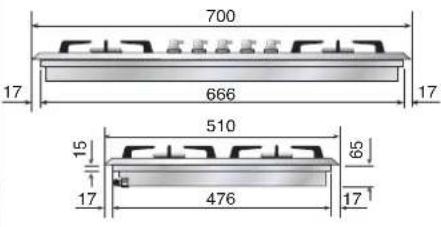 ILVE HPT1230D - Built-in tops' hole size - 2