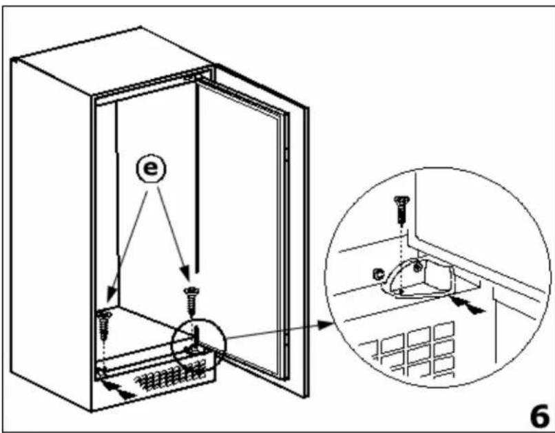 Technical diagram showing a door opening with labeled parts and an inset close-up of the interior structure, marked as item 6.