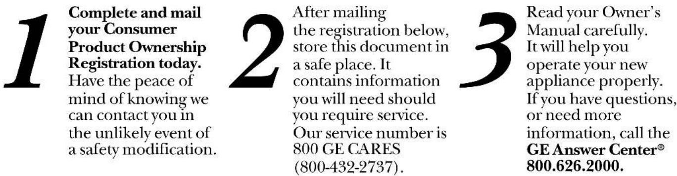 GE GSD3455FCC - Follow these three steps to protect your new appliance investment: - 1
