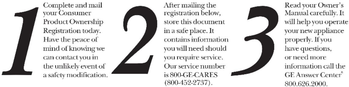 GE GSD2000ZWH - Follow these three steps to protect your new appliance investment: - 1
