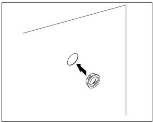 Simple line drawing of a mechanical component with a circular part and a bearing, no text or symbols present.