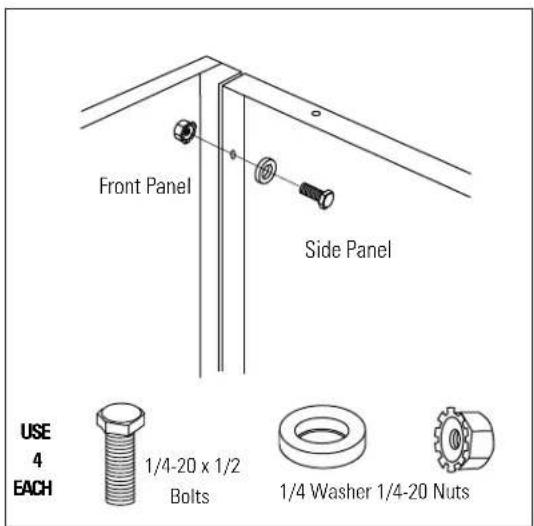 Front Panel Side Panel USE 4 EACH 1/4-20 x 1/2 Bolts 1/4 Washer 1/4-20 Nuts