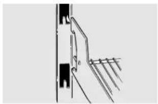 Pure mechanical assembly diagram showing a bracket and guide rails without any text or symbols