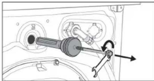 Mechanical assembly diagram showing a shaft and linkage mechanism.