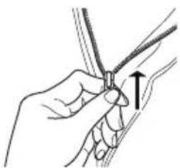 Illustration of a hand holding a tool with a circular object, no text or symbols present.