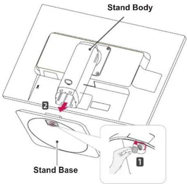 LG 24BK55WV - Detaching the stand base - 1
