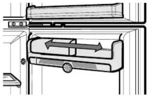 Technical diagram of a door handle assembly with directional arrows indicating movement (no text or symbols)
