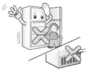 Cartoon illustration of a child standing on a phone connected to a doorbell (no text or symbols present)