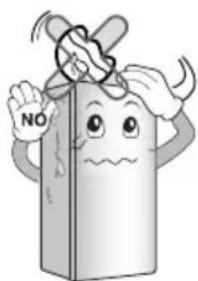 Cartoon illustration of a smiling rectangular character with arms and legs, holding a 'NO' sign (no text or symbols on the character itself)