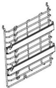 Technical line drawing of a multi-layered structural panel or rack structure (no text or symbols)