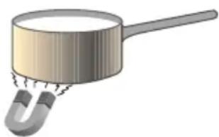 Illustration of a magnifying glass pouring liquid into a curved tube (no text or symbols)