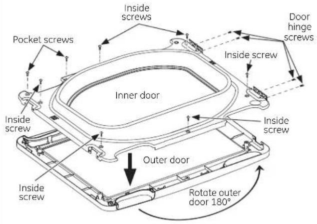 GE GTV21ESSJWW - B REVERSING THE DOOR - GLASS PANEL DOOR MODELS (cont.) - 2