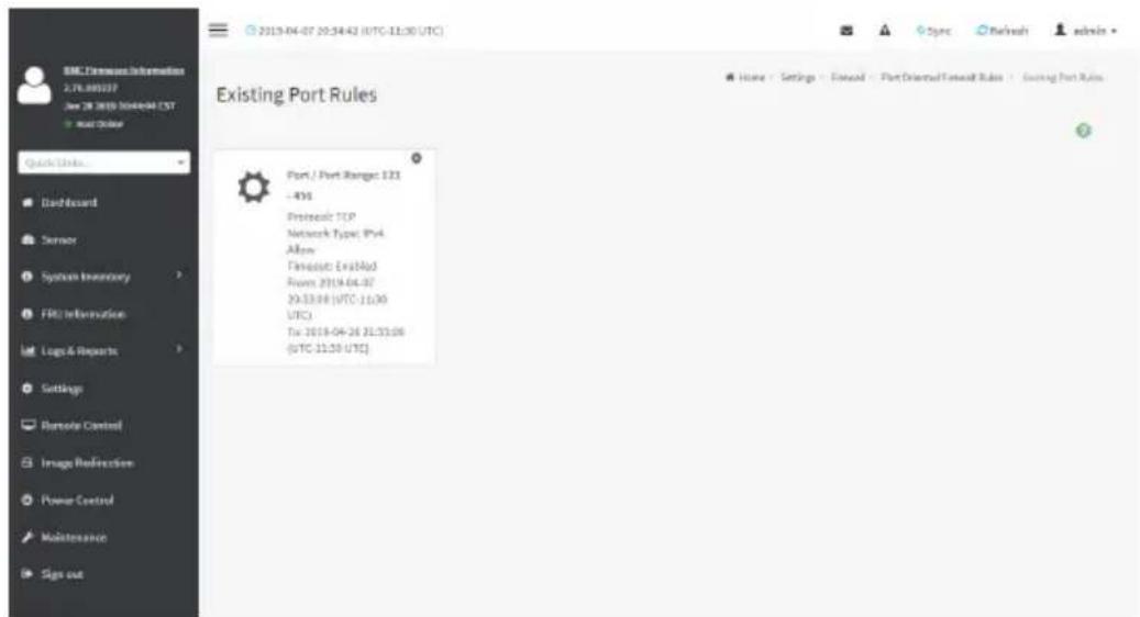 GIGABYTE G481-S80 - To view Existing Port Rules - 1