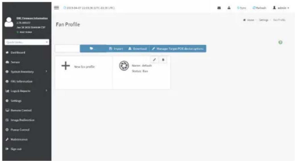 BMC Features Information 2.14.881027 Jan 28 2019 10:46:04 EST Next Update Quick Links... Dashboard Sensor System Inventory FRC Information Logs & Reports Settings Remove Control Image Redirection Power Control Maintenance Sign out Fan Profile Import Download Manager Target PCE device options + New tax profile Nurse: default Status: Rise