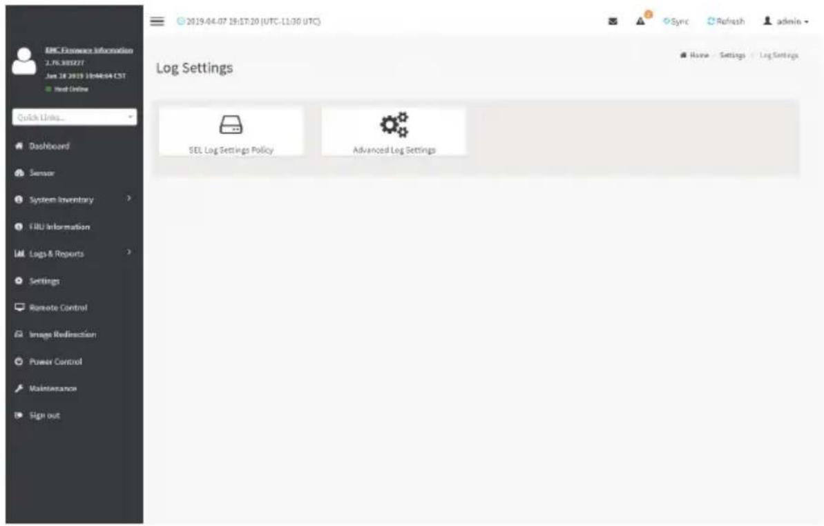 GIGABYTE H262-ZL2 - 2-6-5 Log Settings - 1