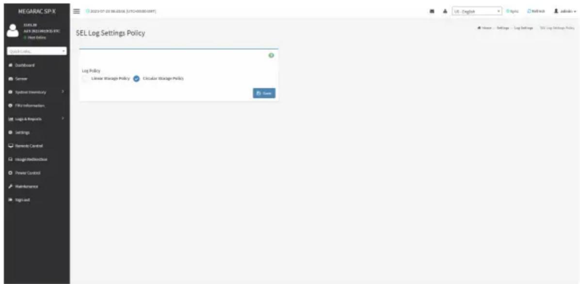 GIGABYTE H262-PC1 - SEL Log Settings Policy - 1