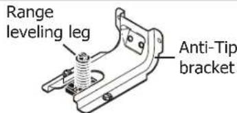 Range leveling leg Anti-Tip bracket