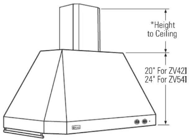 GE ZV42ISHSS - 54" HOOD DIMENSIONS - 2