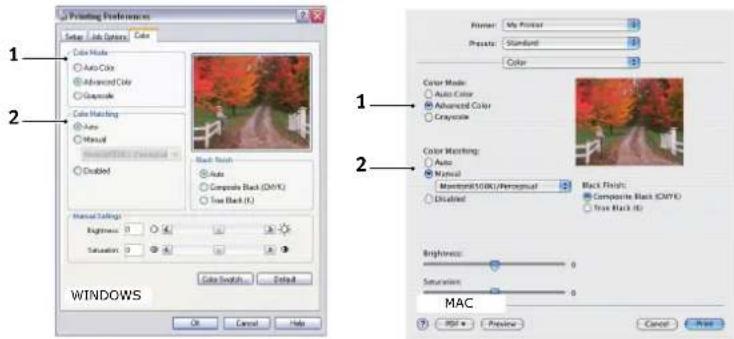 OKI C821dn - SETTING THE COLOUR MATCHING OPTIONS - 1