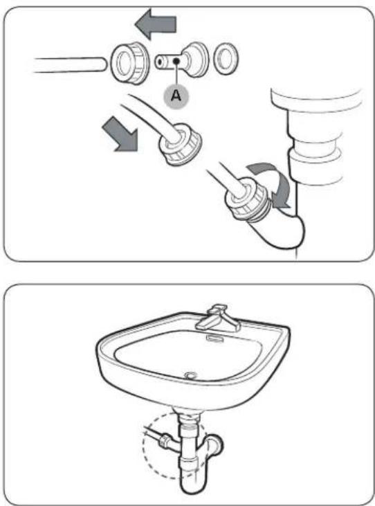 SAMSUNG DV90T6440LE - By using the drain pipe of the wash basin: - 1