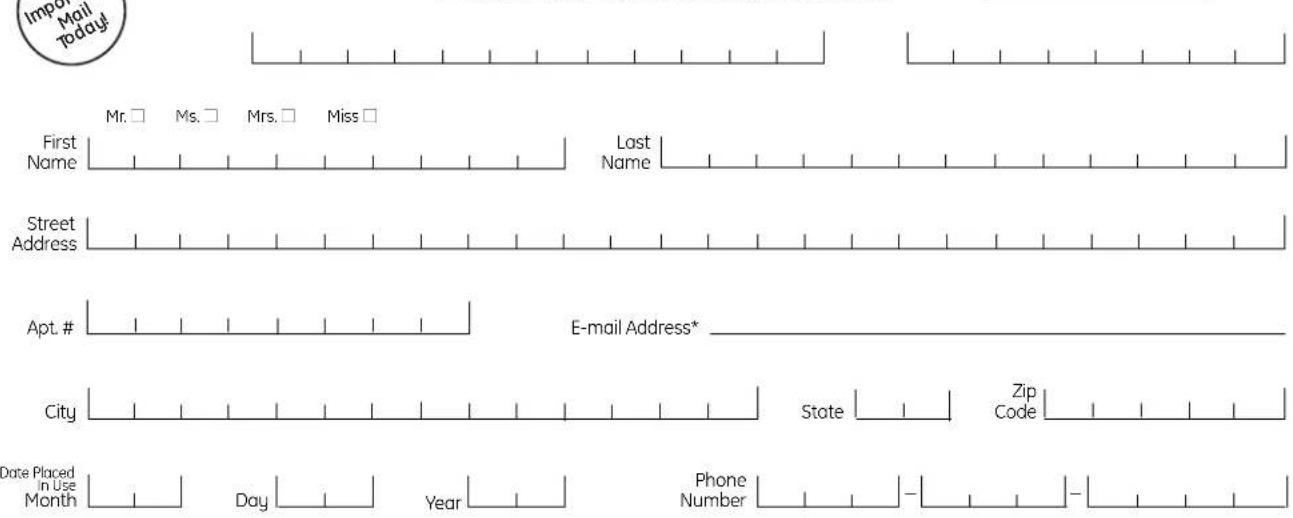 GE JBP15CJCC - Consumer Product Ownership Registration - 2